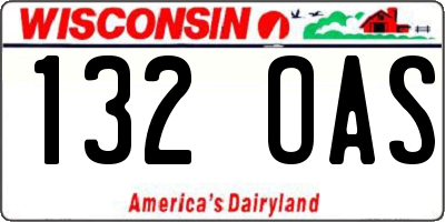 WI license plate 132OAS