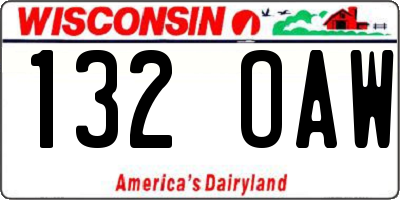 WI license plate 132OAW