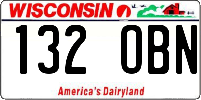 WI license plate 132OBN