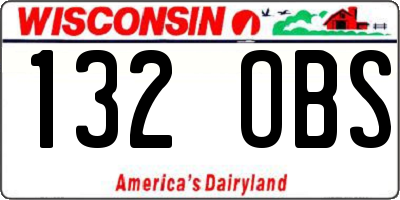 WI license plate 132OBS