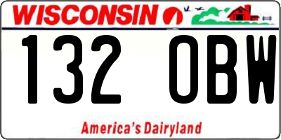WI license plate 132OBW