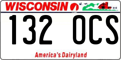WI license plate 132OCS