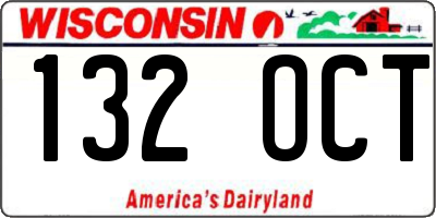 WI license plate 132OCT