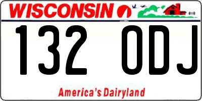 WI license plate 132ODJ
