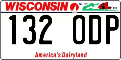 WI license plate 132ODP