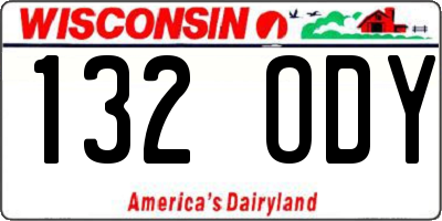 WI license plate 132ODY
