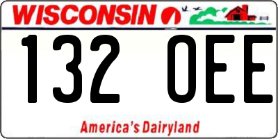 WI license plate 132OEE