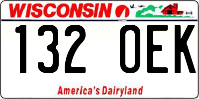 WI license plate 132OEK