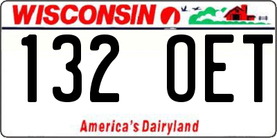 WI license plate 132OET