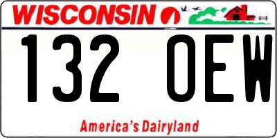 WI license plate 132OEW