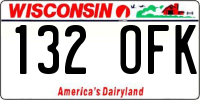 WI license plate 132OFK