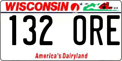 WI license plate 132ORE