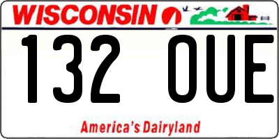 WI license plate 132OUE