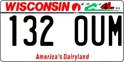 WI license plate 132OUM