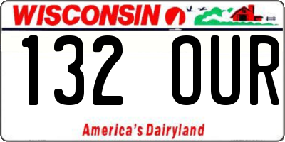 WI license plate 132OUR