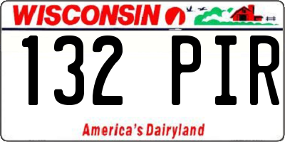 WI license plate 132PIR