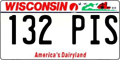 WI license plate 132PIS