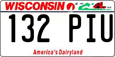 WI license plate 132PIU