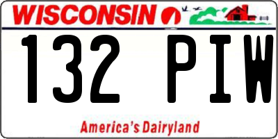 WI license plate 132PIW