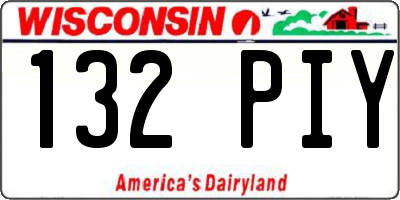 WI license plate 132PIY