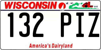 WI license plate 132PIZ