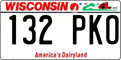 WI license plate 132PKO