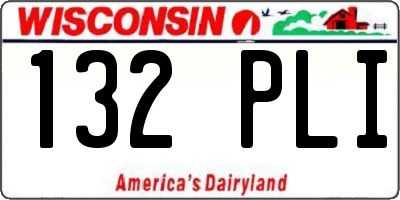 WI license plate 132PLI