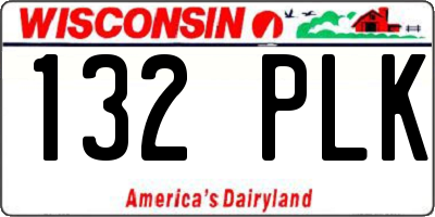 WI license plate 132PLK