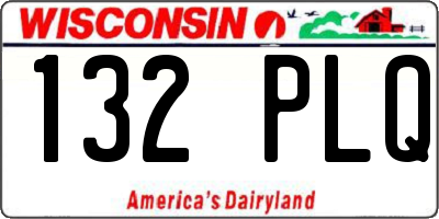WI license plate 132PLQ