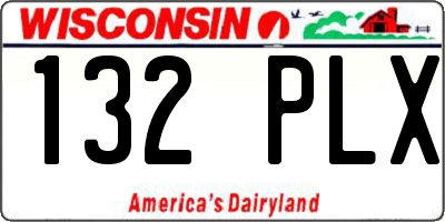WI license plate 132PLX