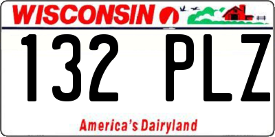 WI license plate 132PLZ