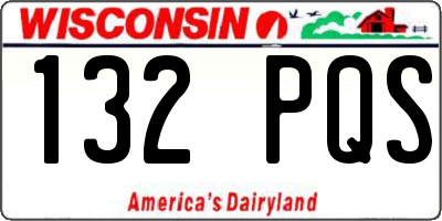 WI license plate 132PQS