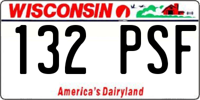 WI license plate 132PSF