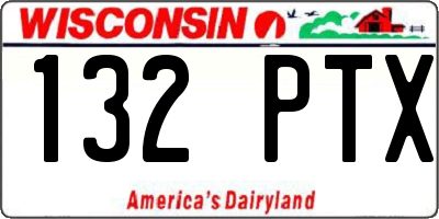WI license plate 132PTX