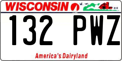 WI license plate 132PWZ