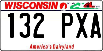 WI license plate 132PXA