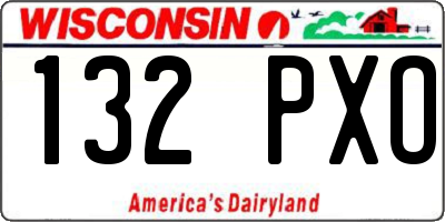 WI license plate 132PXO