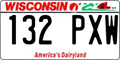 WI license plate 132PXW