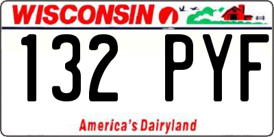 WI license plate 132PYF