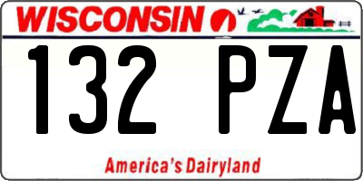 WI license plate 132PZA