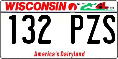 WI license plate 132PZS