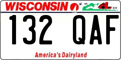 WI license plate 132QAF