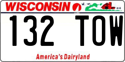 WI license plate 132TOW