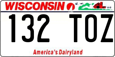 WI license plate 132TOZ