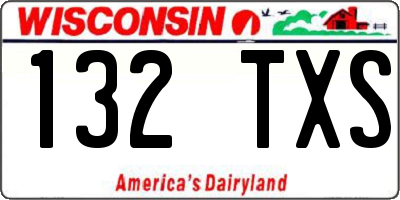 WI license plate 132TXS