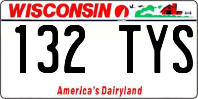 WI license plate 132TYS