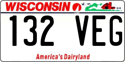 WI license plate 132VEG