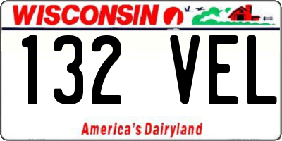 WI license plate 132VEL