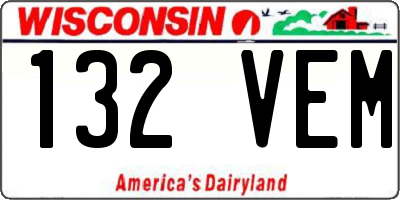 WI license plate 132VEM