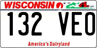 WI license plate 132VEO